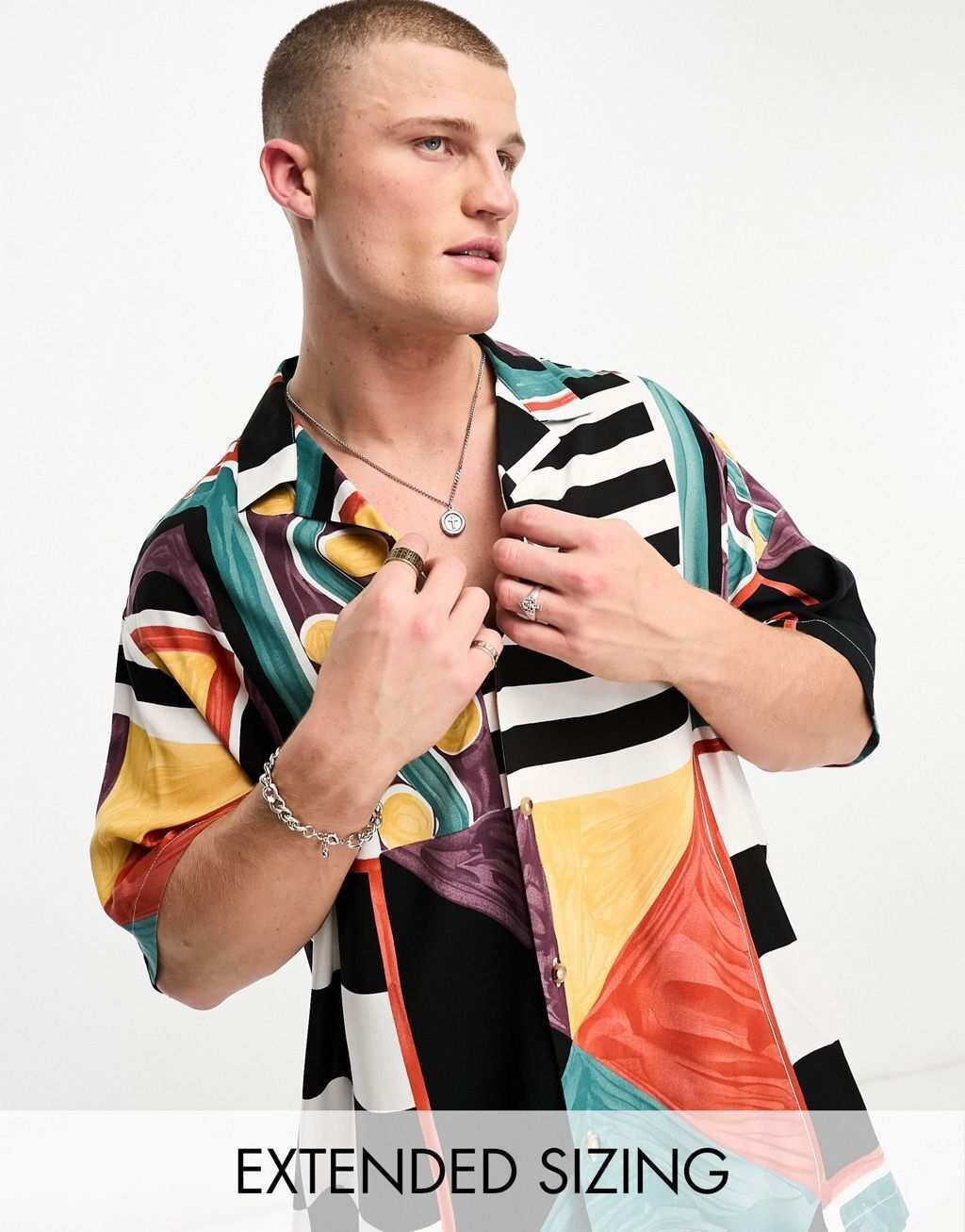 

Свободная рубашка свободного кроя Revere с винтажным принтом ASOS DESIGN