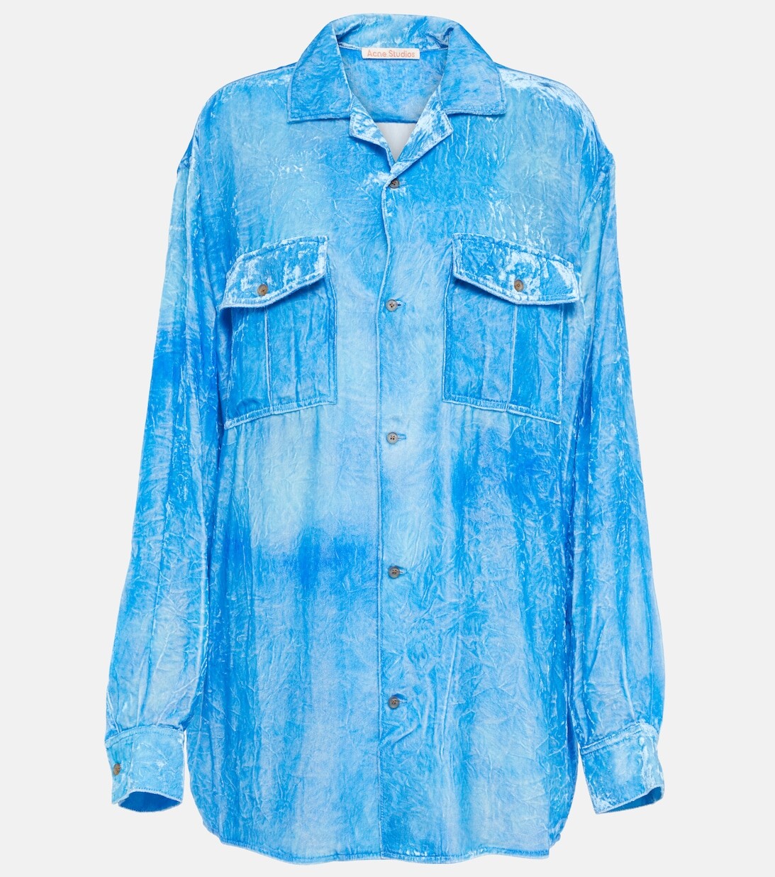 

Бархатная рубашка из флока ACNE STUDIOS, синий