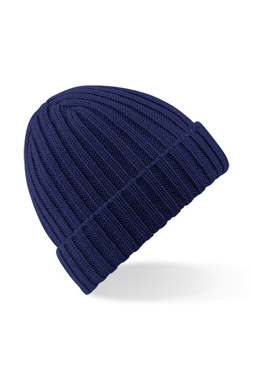 цена Массивная зимняя шапка-бини в рубчик Beechfield, темно-синий