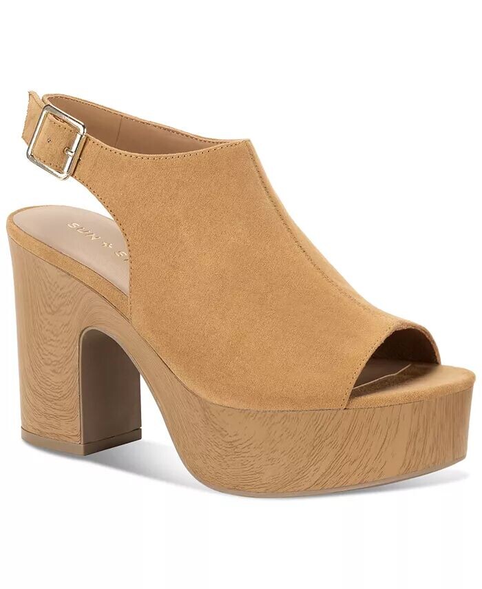 

Женские туфли Jimmiee Peep Toe на блочном каблуке и платформе Sun + Stone, бежевый