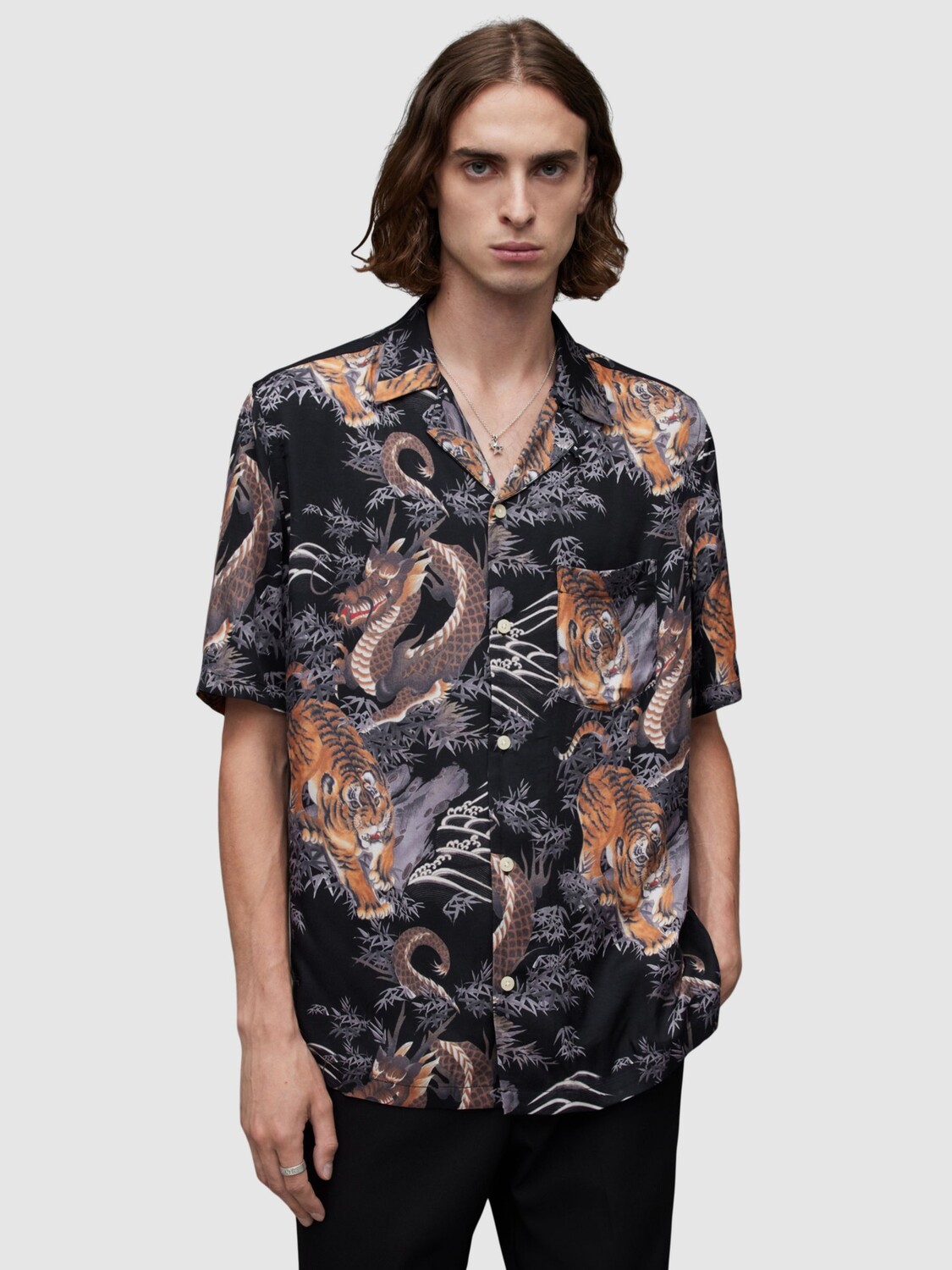 

Рубашка Kali с коротким рукавом AllSaints, черный/мульти