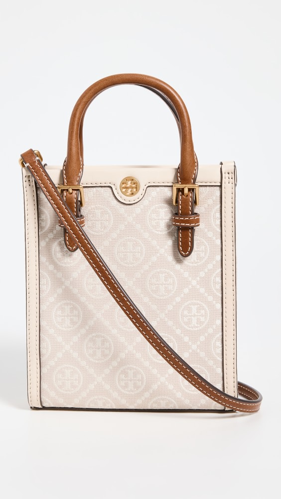 

Сумка-тоут Tory Burch Mini T Monogram, слоновая кость