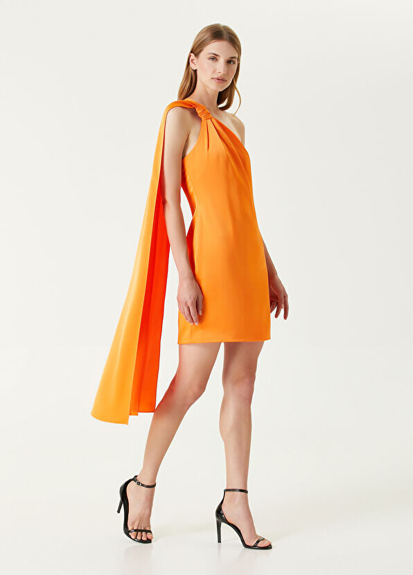 

Атласное коктейльное платье мини Jax Halston, оранжевый