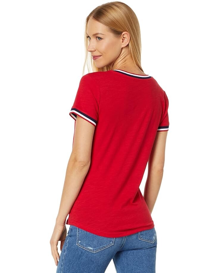 

Футболка U.S. POLO ASSN. Signature Tape V-Neck Tee, цвет Engine Red