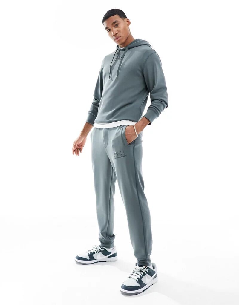 

Спортивные брюки Armani Exchange из ткани антрацитового цвета с логотипом, цвет: