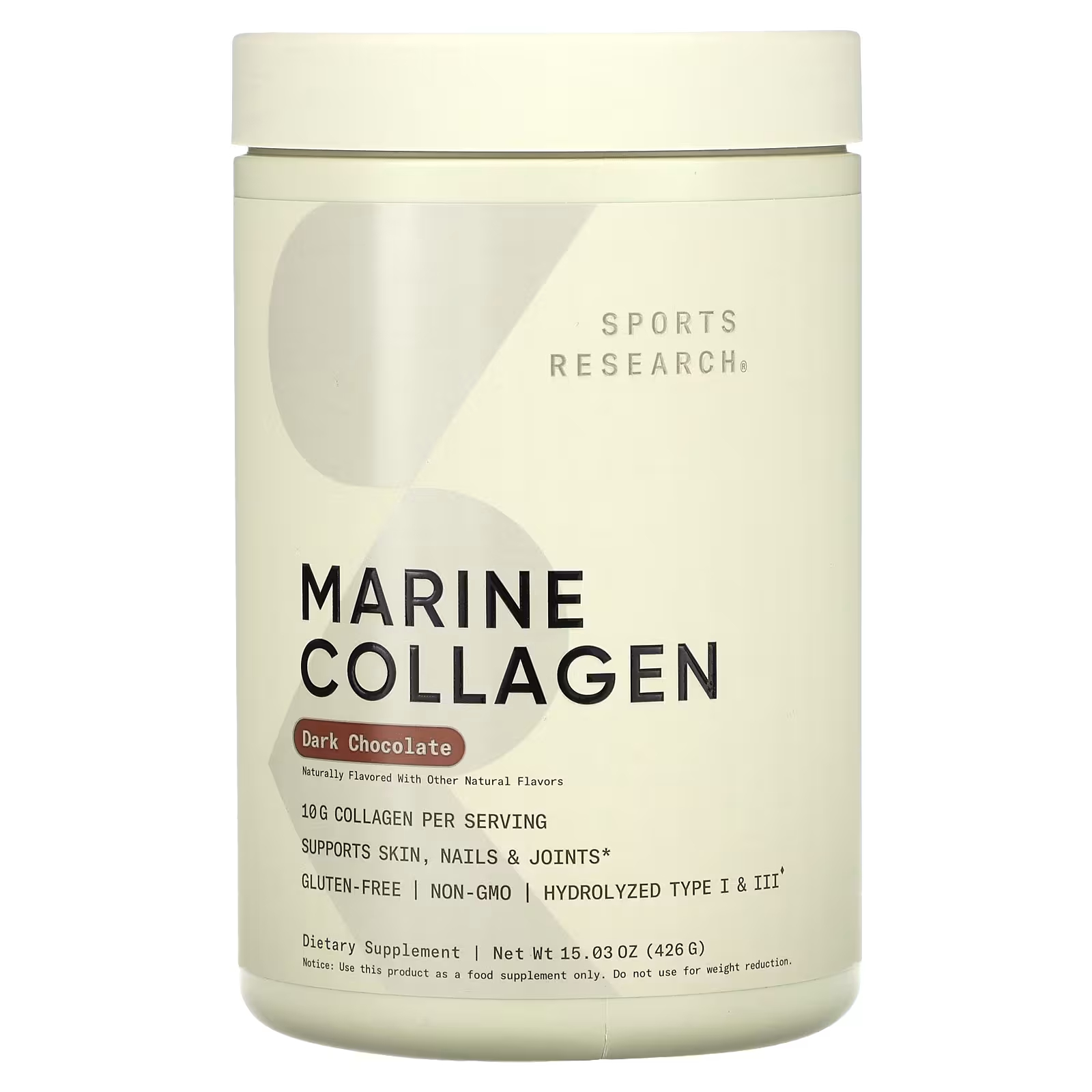 Sports Research Морской коллаген Темный шоколад 15,03 унции (426 г) sports research комплекс collagen beauty морской коллаген с нейтральным вкусом 163 г 5 75 унций