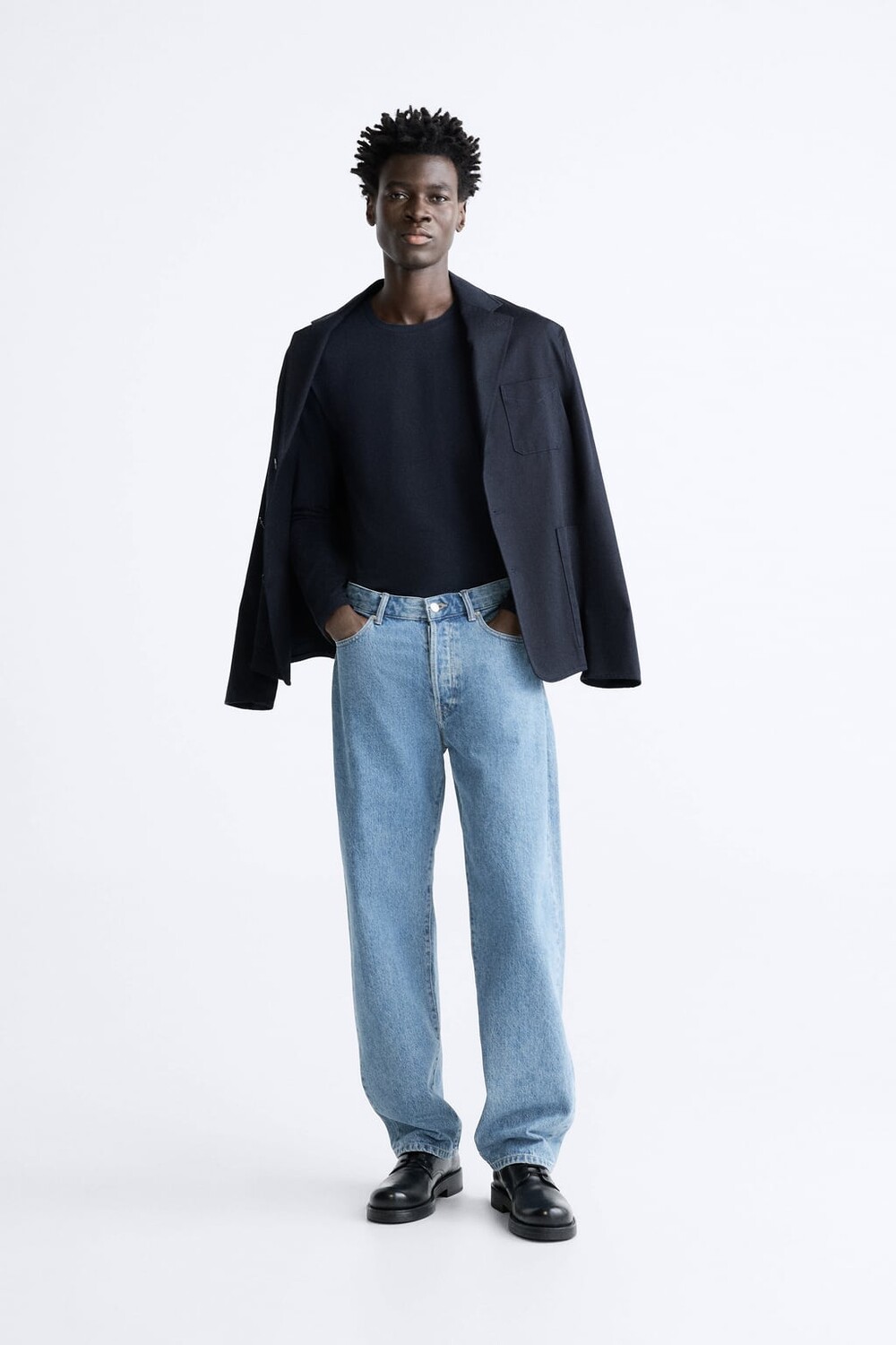 

Футболка приманного кроя с длинными рукавами ZARA, синий