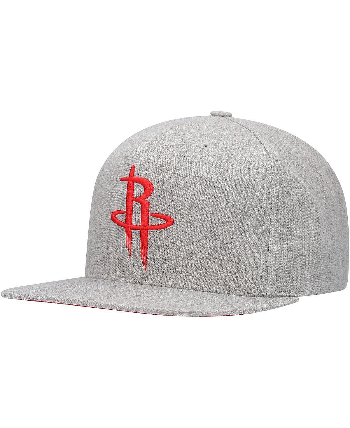 

Мужская бейсболка с логотипом команды Houston Rockets Heather Grey Mitchell & Ness