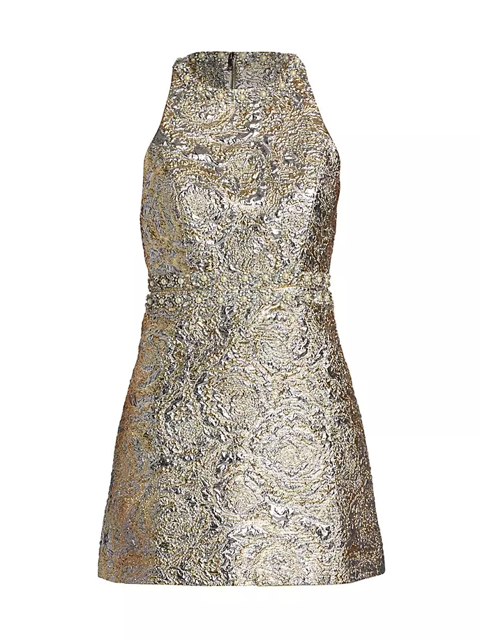 Мини-платье Dru с эффектом металлизированного жемчуга Alice + Olivia, цвет silver gold