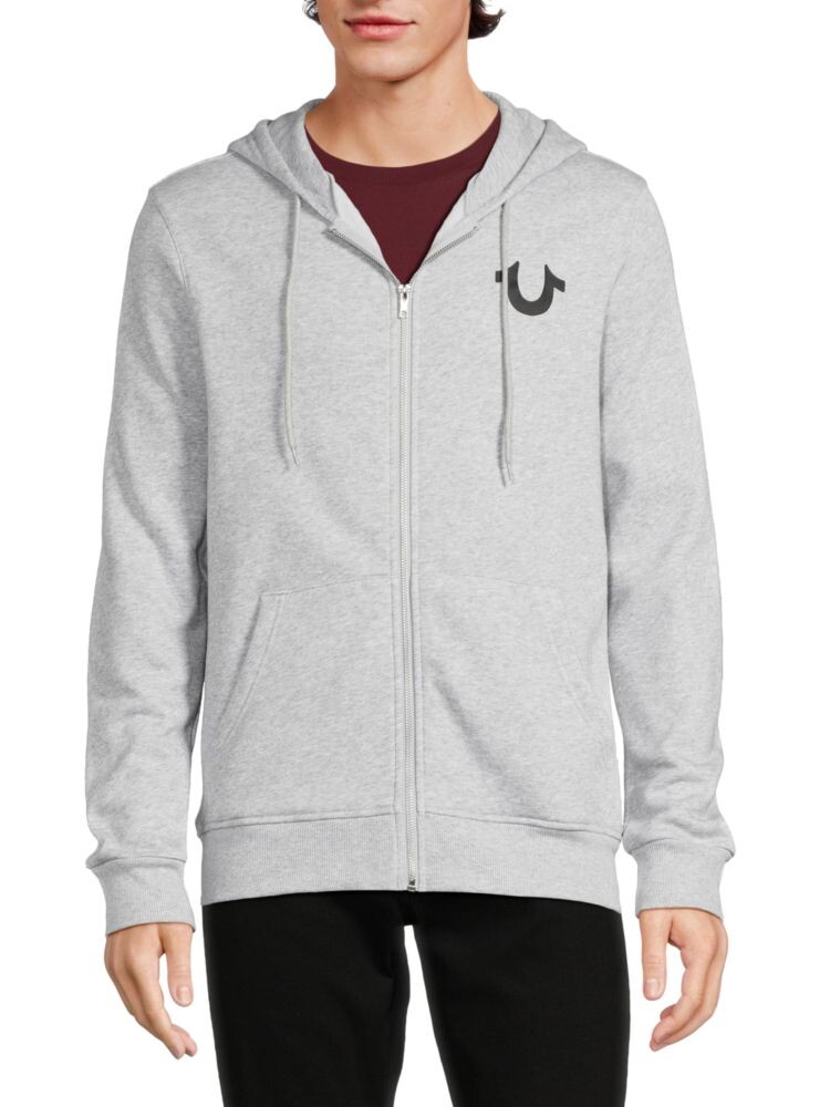

Толстовка на молнии с логотипом Будды True Religion, цвет Heather Grey