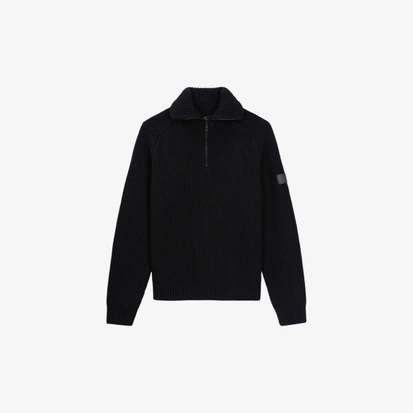 

Шерстяной джемпер в рубчик с высоким воротником The Kooples, черный