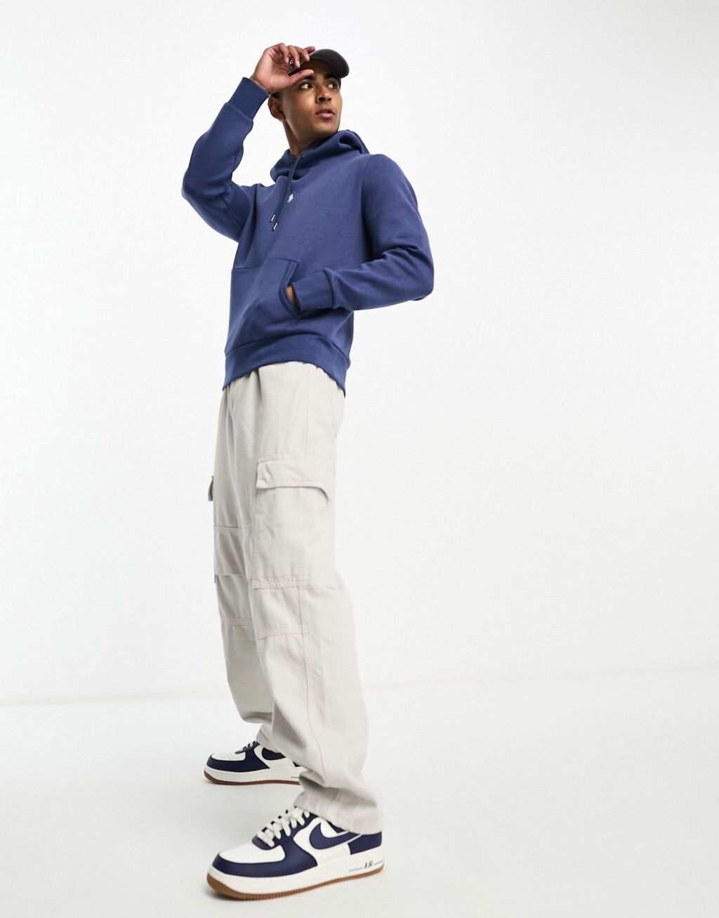 

Темно-синий худи двойного вязки с логотипом Polo Ralph Lauren