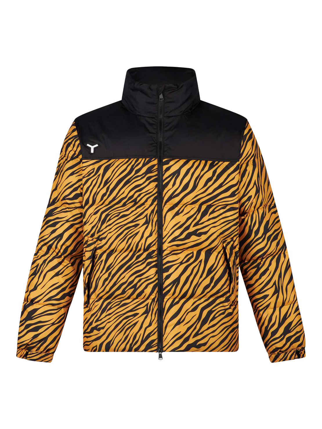 Yes I Am Двусторонний пуховик с изображением тигра, орнажевый двусторонний пуховик цвета хаки wardrobe nyc