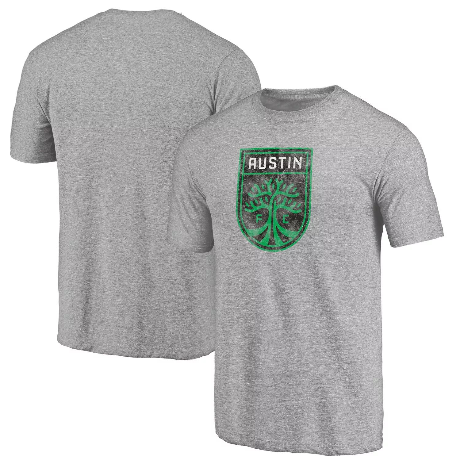 

Мужская серая футболка с логотипом команды Austin FC Tri-Blend с фирменным логотипом Austin FC Fanatics