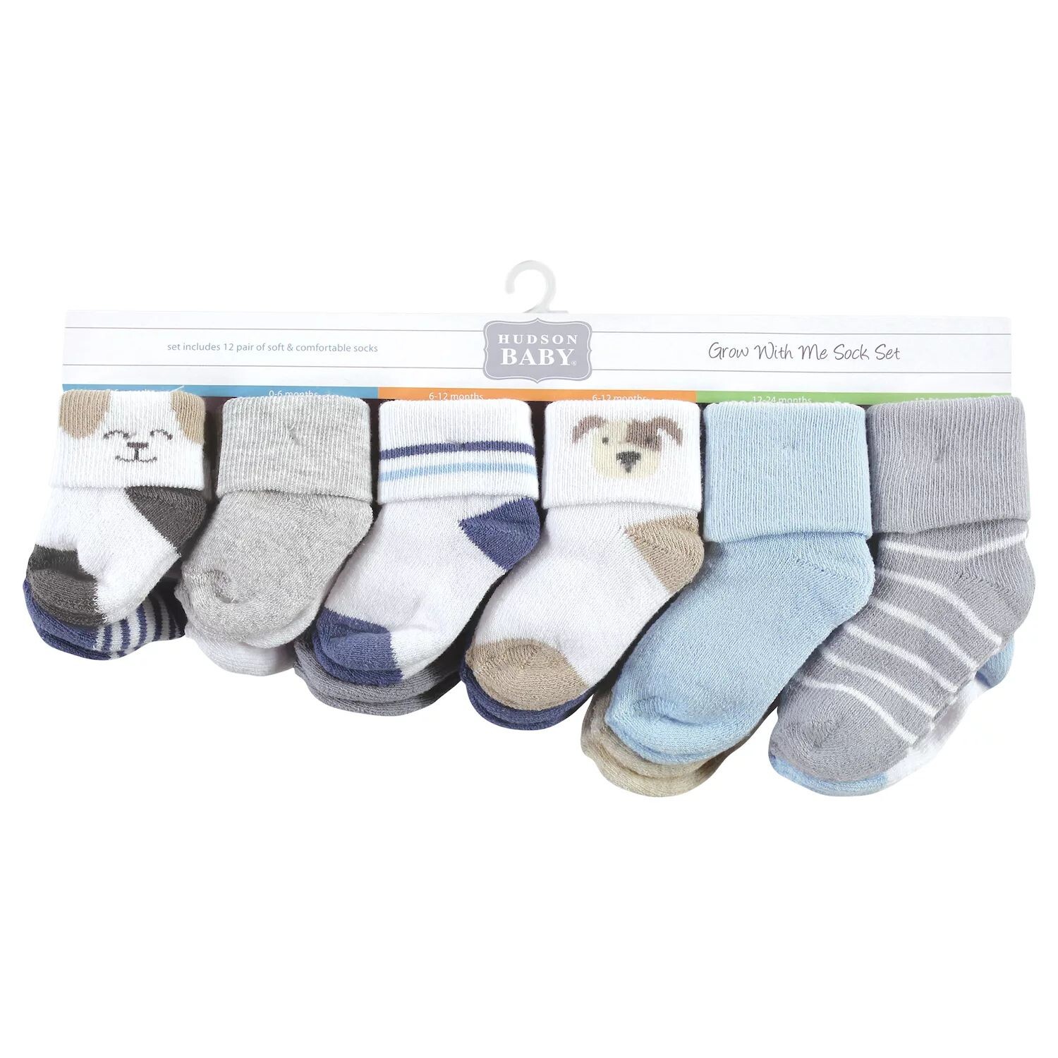 

Носки Infant Boys Grow With Me, 12 шт, собака Hudson Baby