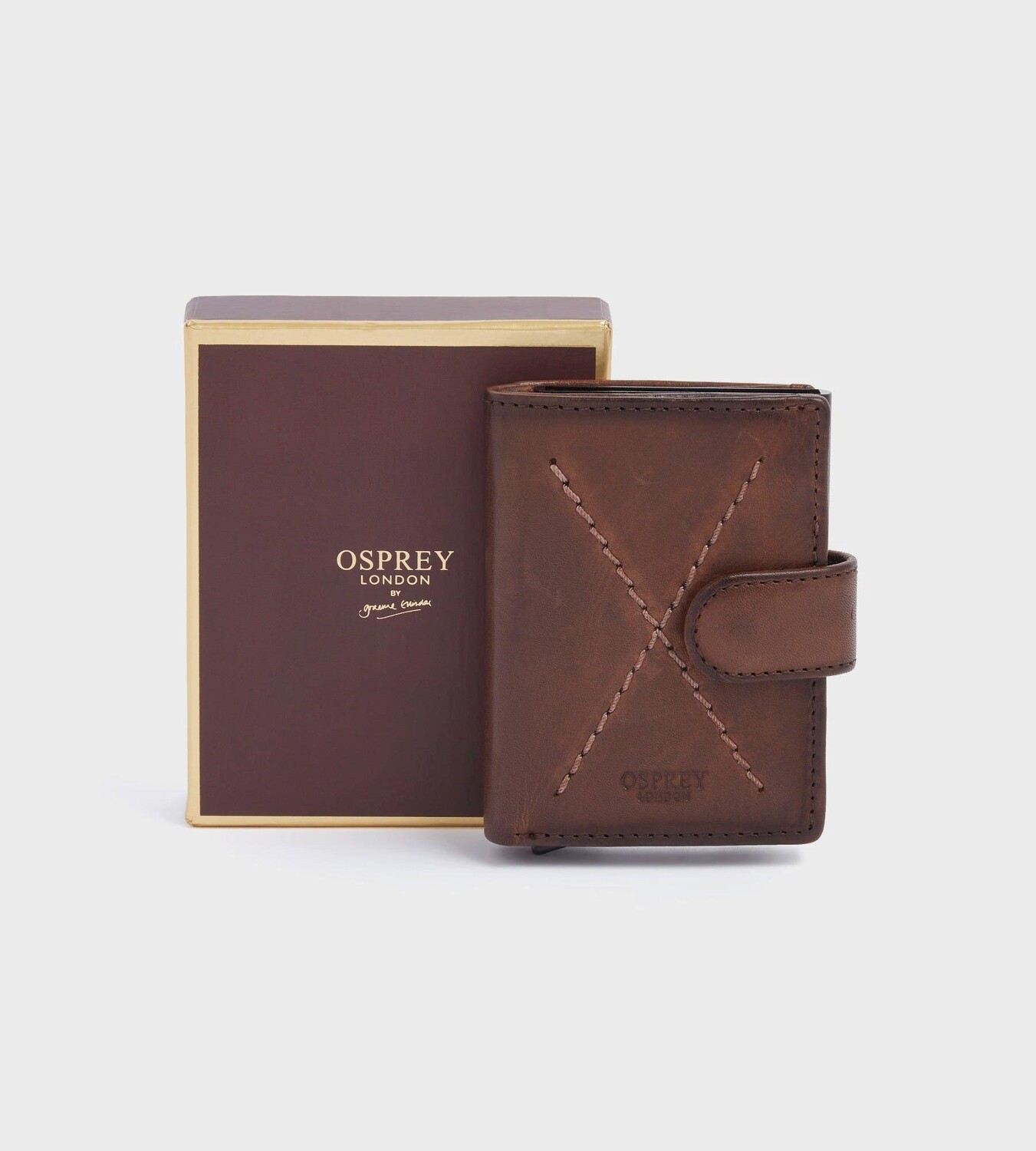 

Кожаный и металлический чехол для RFID-карты X Stitch OSPREY LONDON, коричневый