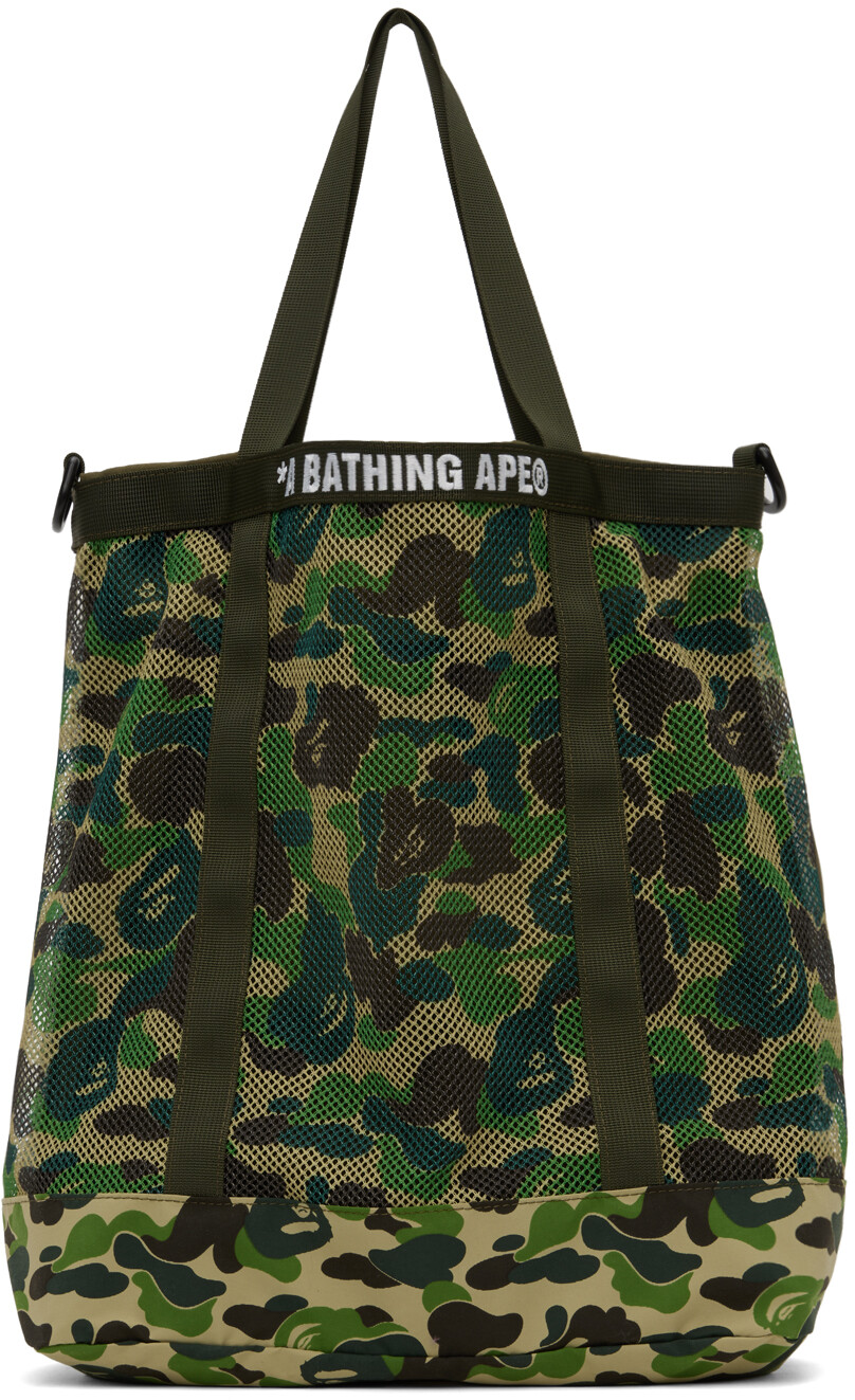 

Зеленая сумка-тоут с камуфляжным принтом ABC Bape, цвет Green