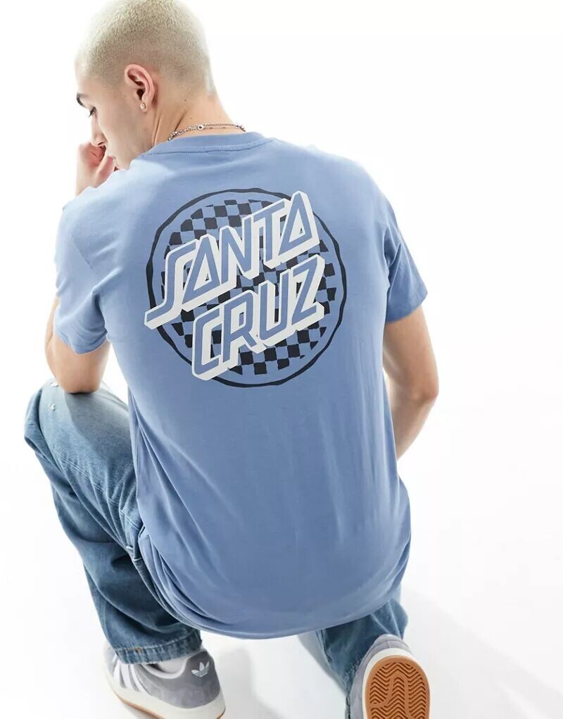 

Синяя футболка Santa Cruz с шахматным рисунком на спине, Синий