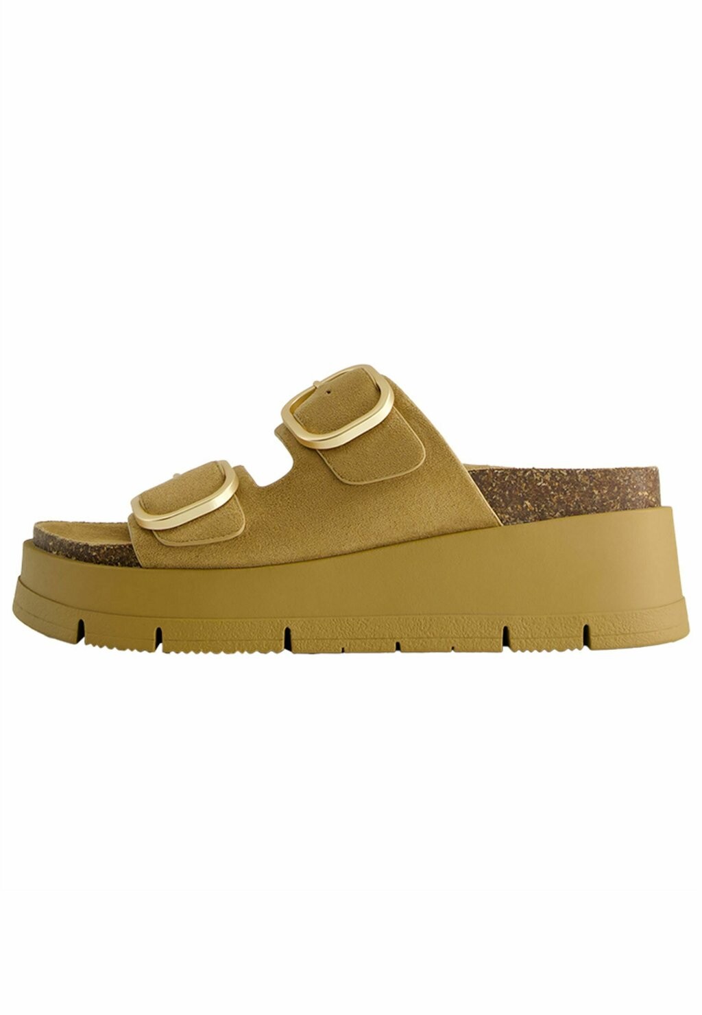 

Мюли на плоской подошве BUCKLED Bershka, цвет beige