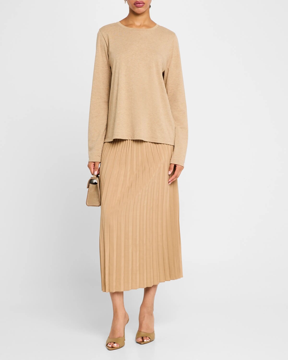 

Трикотажная футболка из органического хлопка с круглым вырезом Eileen Fisher, цвет Biscuit