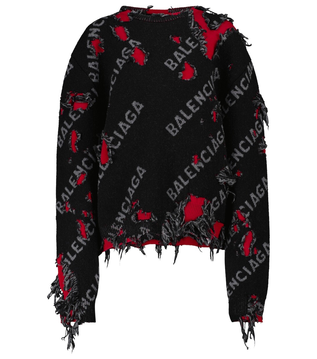 

Свитер из смеси шерсти и хлопка с логотипом Balenciaga, черный