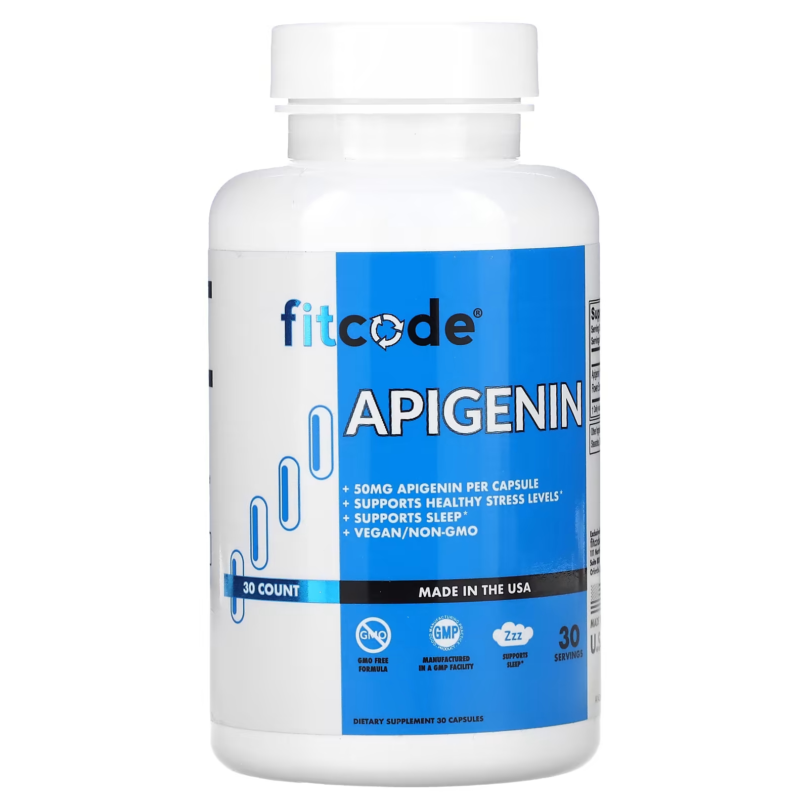 Апигенин FITCODE 50 мг, 30 капсул апигенин nutricost 50 мг 180 капсул