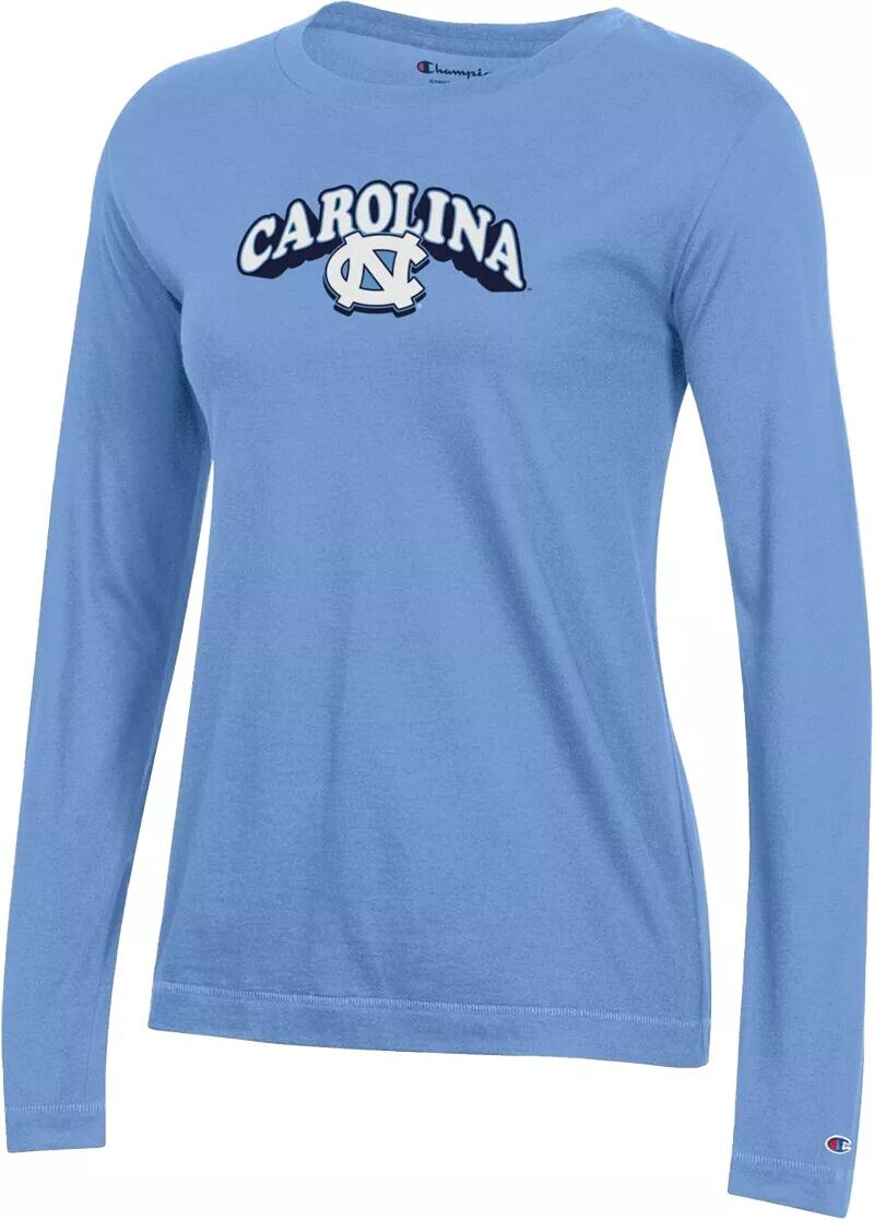 

Женская футболка с длинным рукавом и синим логотипом Champion North Carolina Tar Heels Carolina
