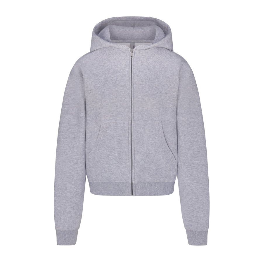 

Классическая толстовка с капюшоном на молнии SKIMS Cotton Fleece, цвет Heather Grey