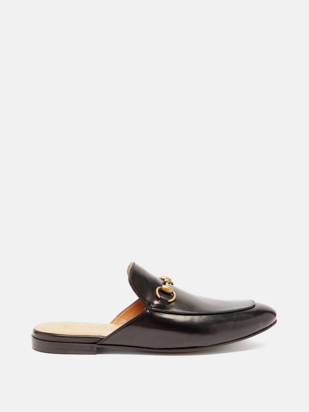 Кожаные лоферы princetown без спинки Gucci, черный
