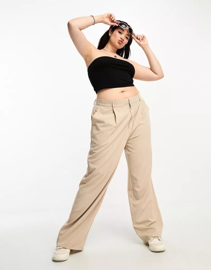 

Брюки с завышенной талией Cotton On Curve бежевого цвета Cotton:On