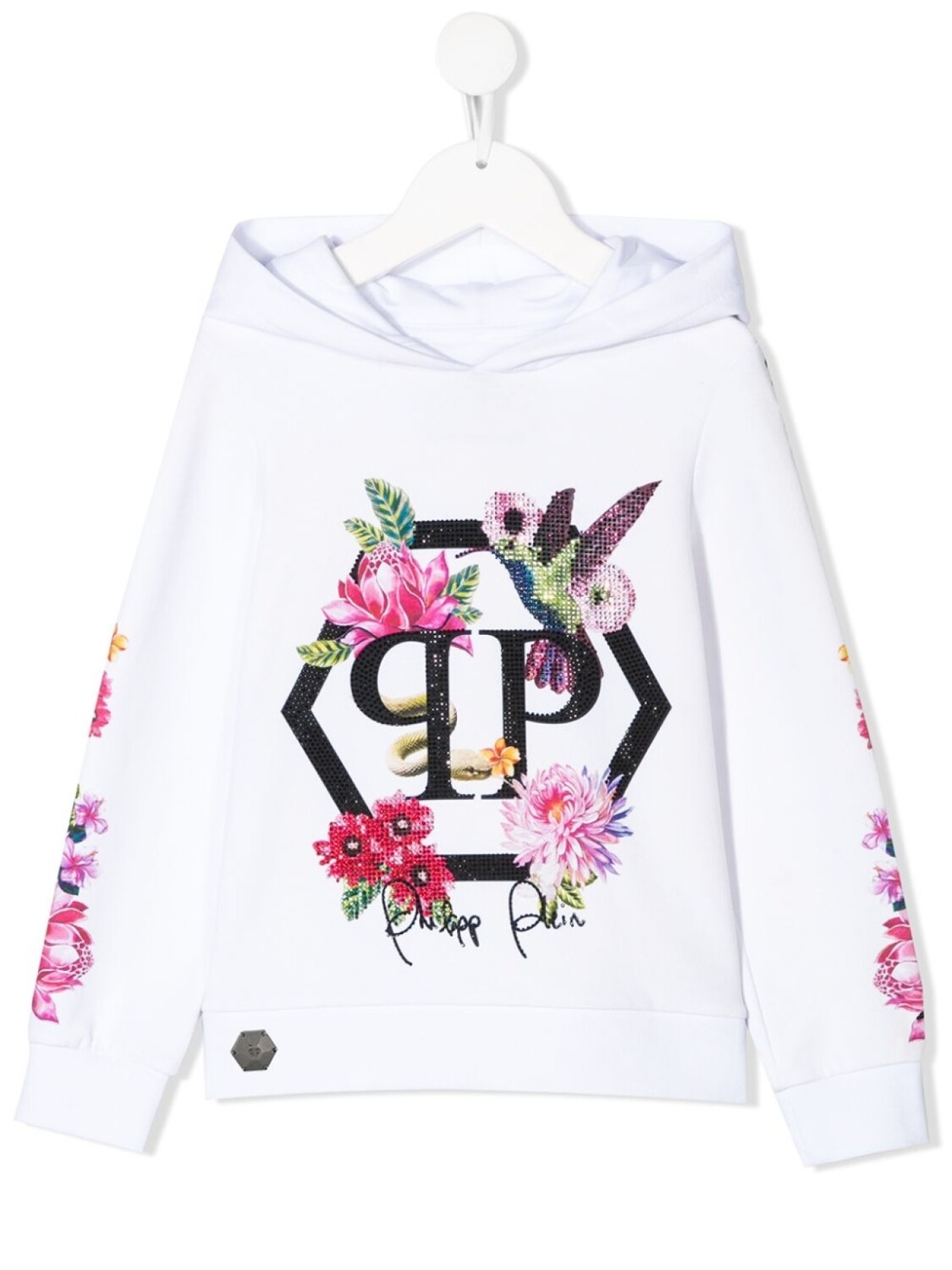 

Худи с кристаллами и принтом Philipp Plein, белый