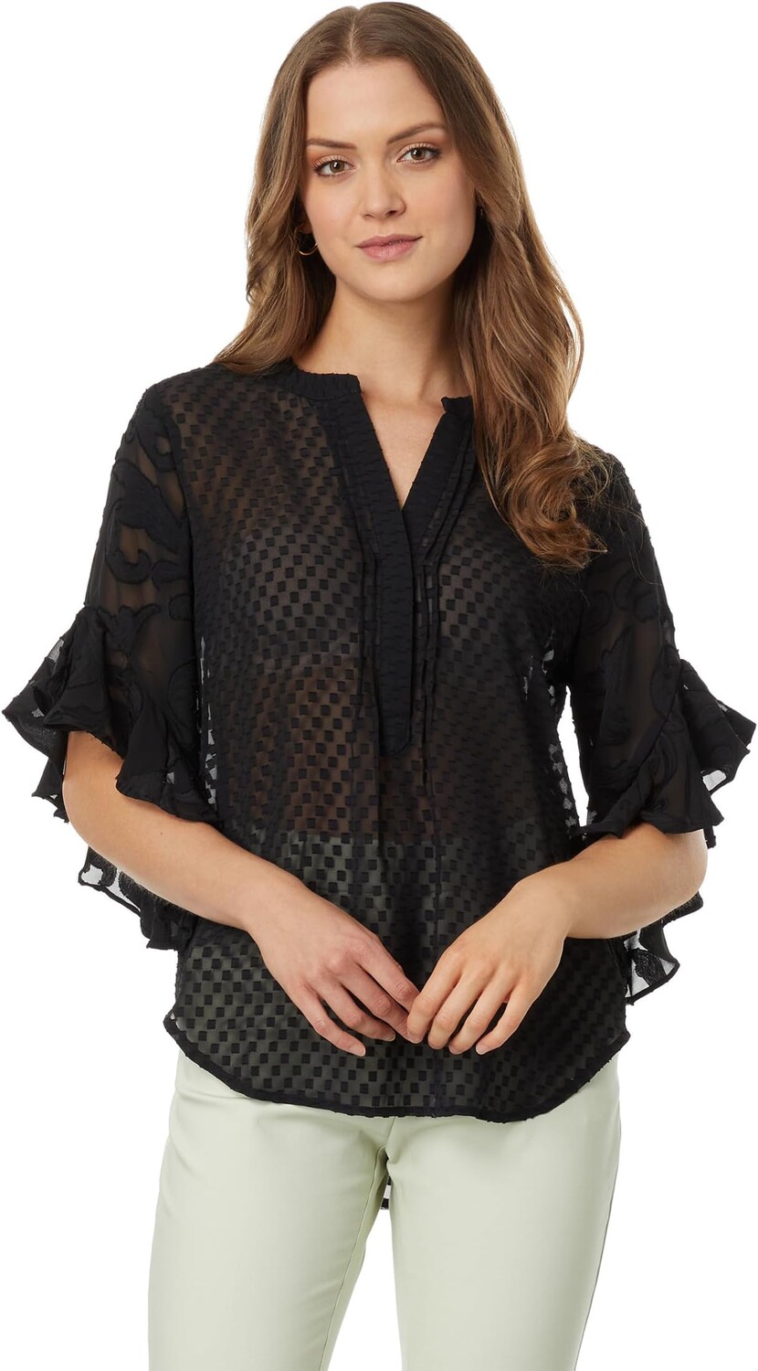 

Блузка с развевающимися рукавами и защипами Vince Camuto, цвет Rich Black
