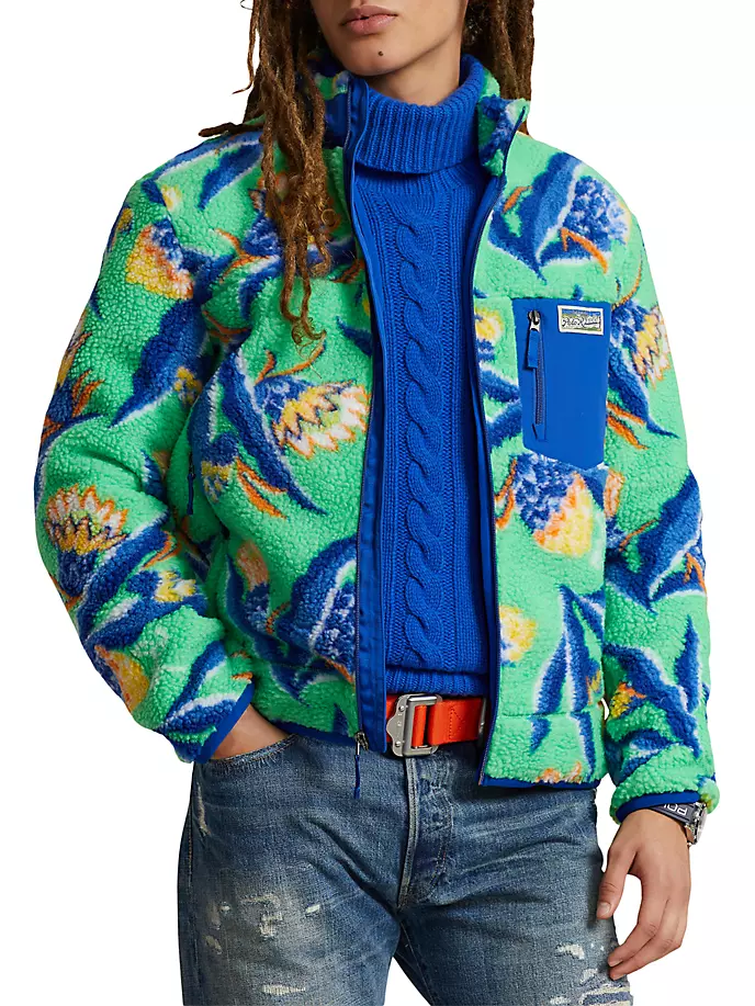 

Флисовая куртка с высоким ворсом и цветочным принтом Polo Ralph Lauren, мультиколор