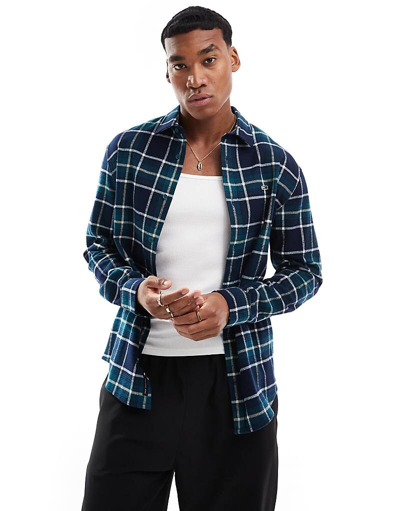 

Свободная рубашка в клетку Tommy Jeans (зелено-синий)