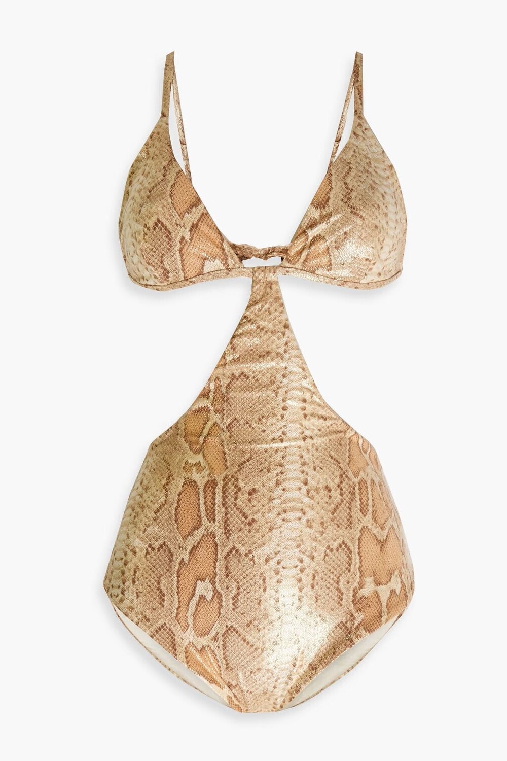 

Купальник со змеиным принтом и металлизированным вырезом Onia, цвет Animal print