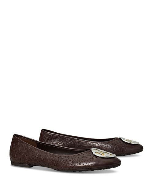 

Женские стеганые балетки без шнуровки Claire Tory Burch, цвет Brown
