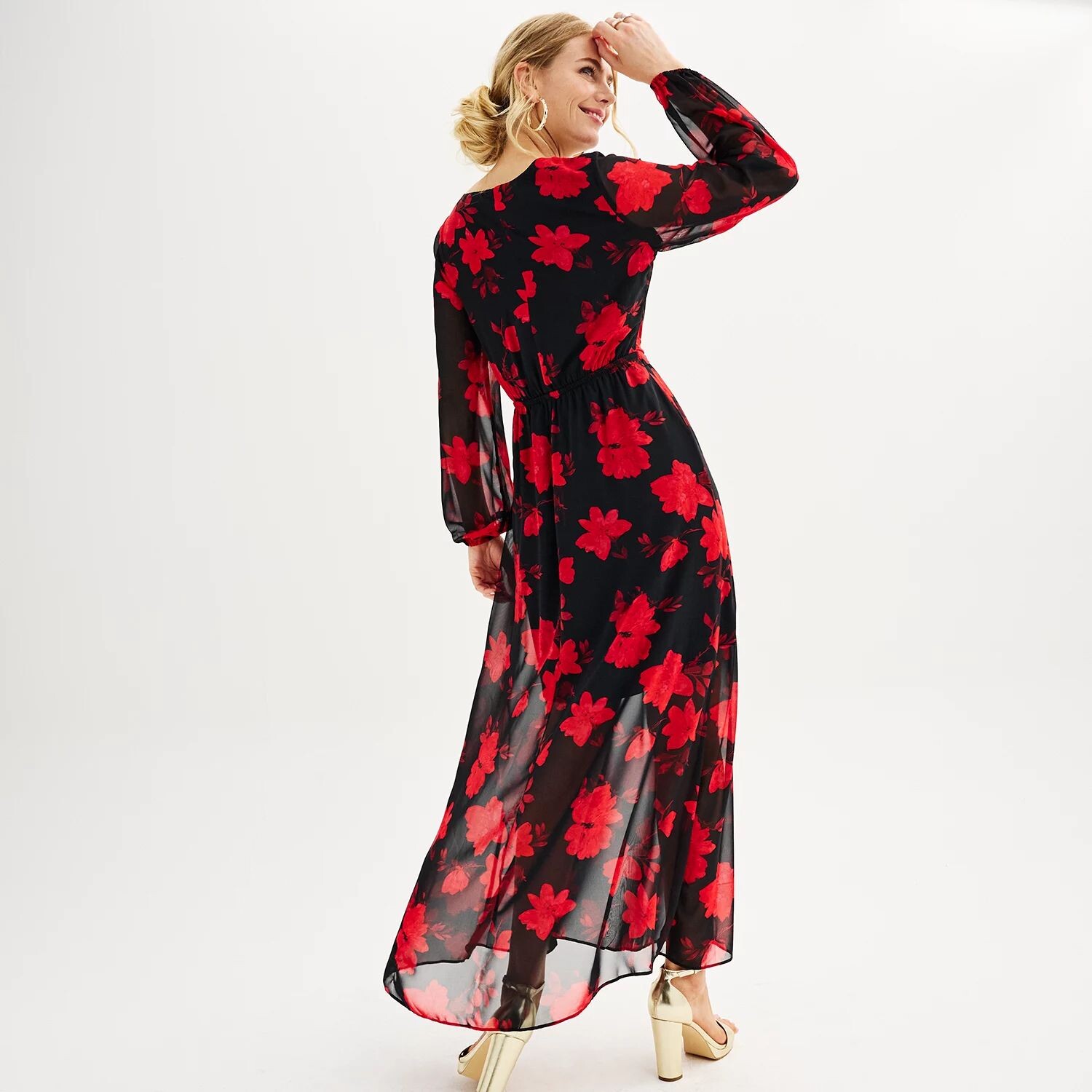 

Женское платье макси с v-образным вырезом Nine West Nine West, красный
