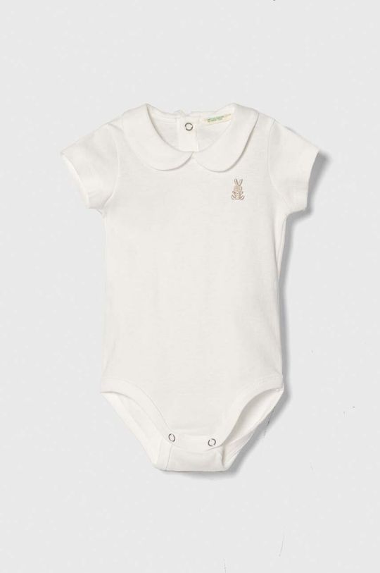 Хлопковое боди для новорожденных United Colors of Benetton, белый хлопковая юбка для новорожденных united colors of benetton серый