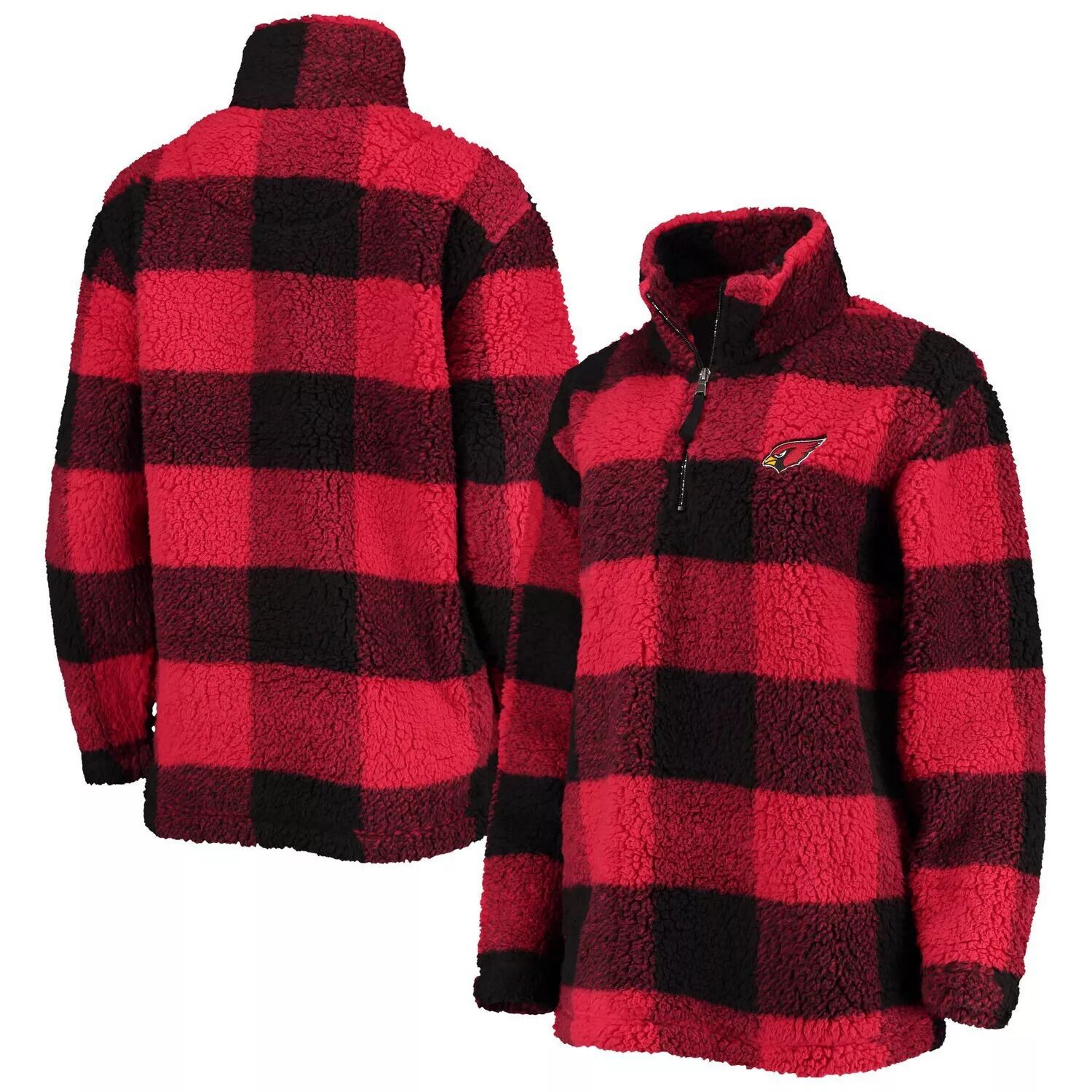 

Женская клетчатая куртка G-III 4Her by Carl Banks Cardinal Arizona Cardinals Sherpa с молнией четверть четверти G-III