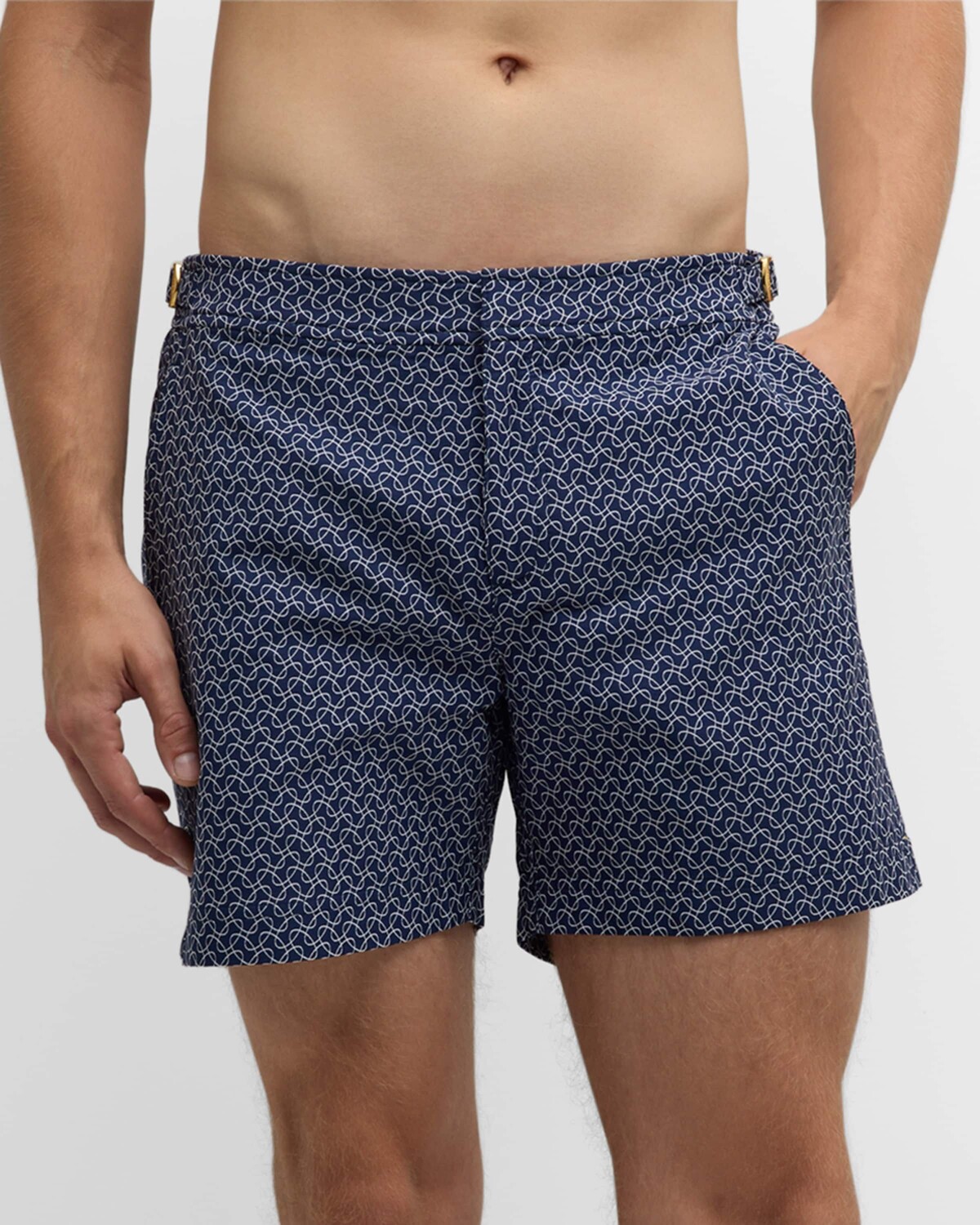 

Мужские жаккардовые шорты для плавания Bulldog Geometric Orb Orlebar Brown, цвет Night Iris/White Sand