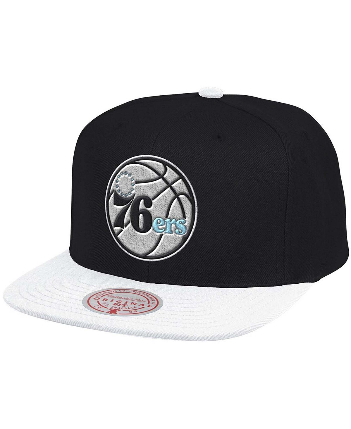 

Мужская черно-белая регулируемая кепка Philadelphia 76ers Snapback Mitchell & Ness