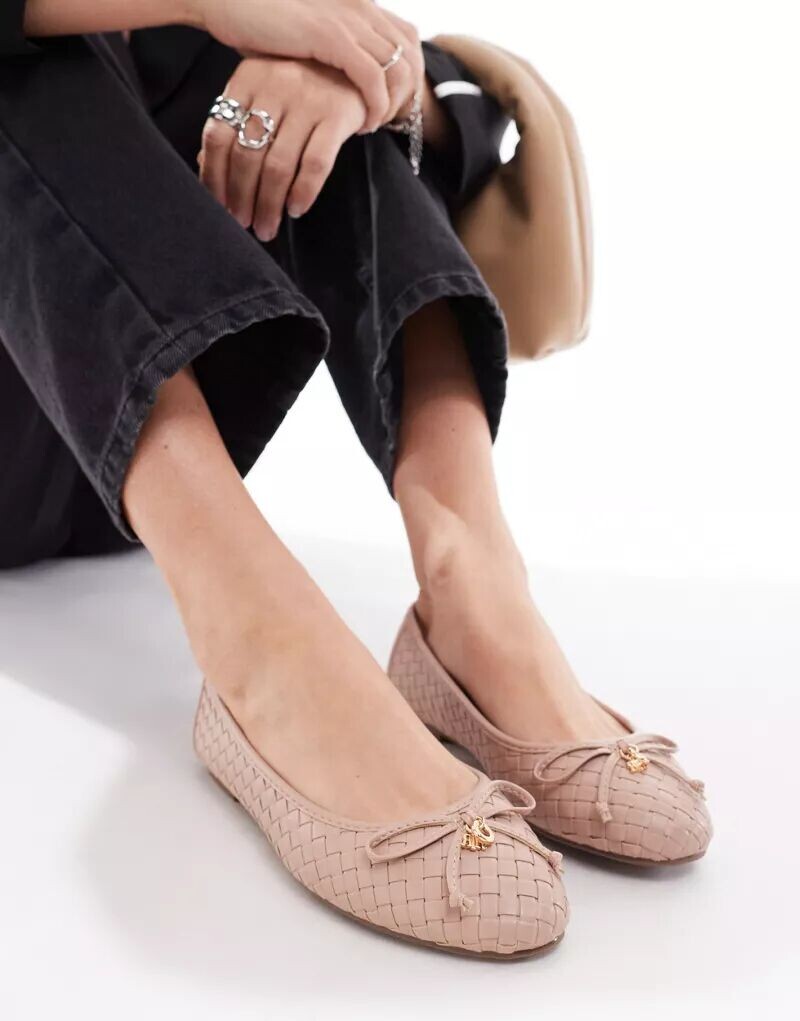 

Бежевые балетки с бантом River Island