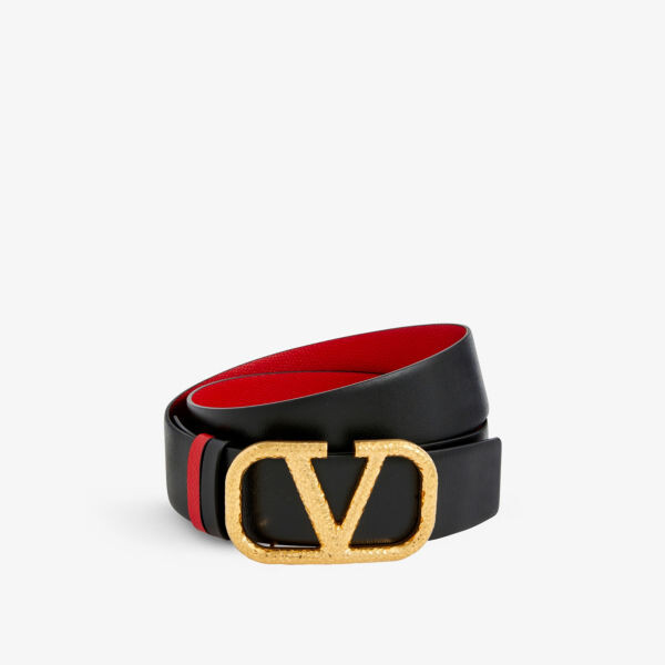 

Двусторонний кожаный ремень vlogo Valentino Garavani, цвет nero rouge pur