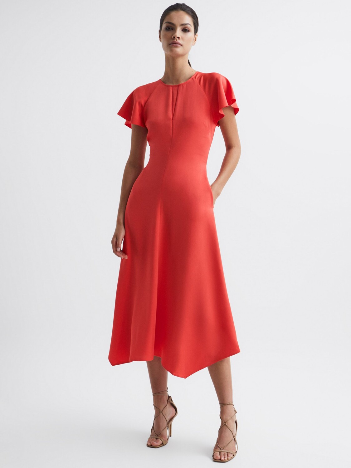 

Платье миди Reiss Eleni, коралловый