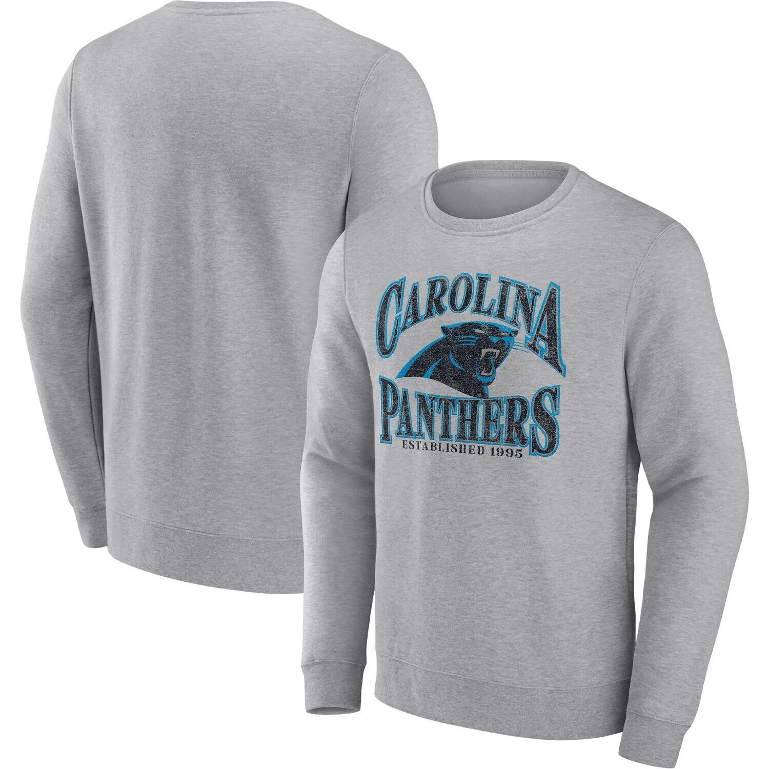 

Мужской пуловер с фирменным рисунком из меланжевого цвета Carolina Panthers Playability Fanatics