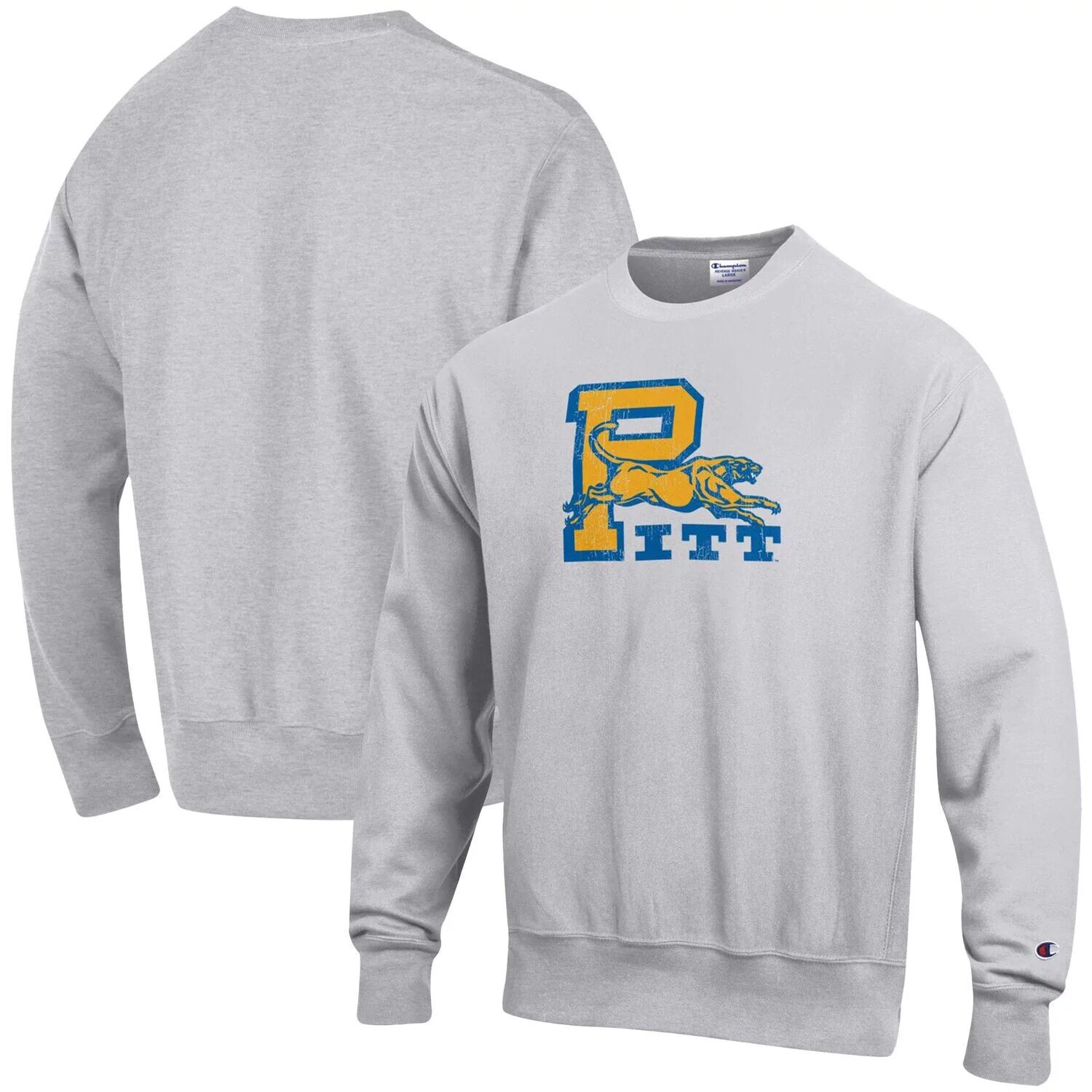 

Мужской серый пуловер с логотипом Pitt Panthers Vault обратного плетения, толстовка с принтом Champion