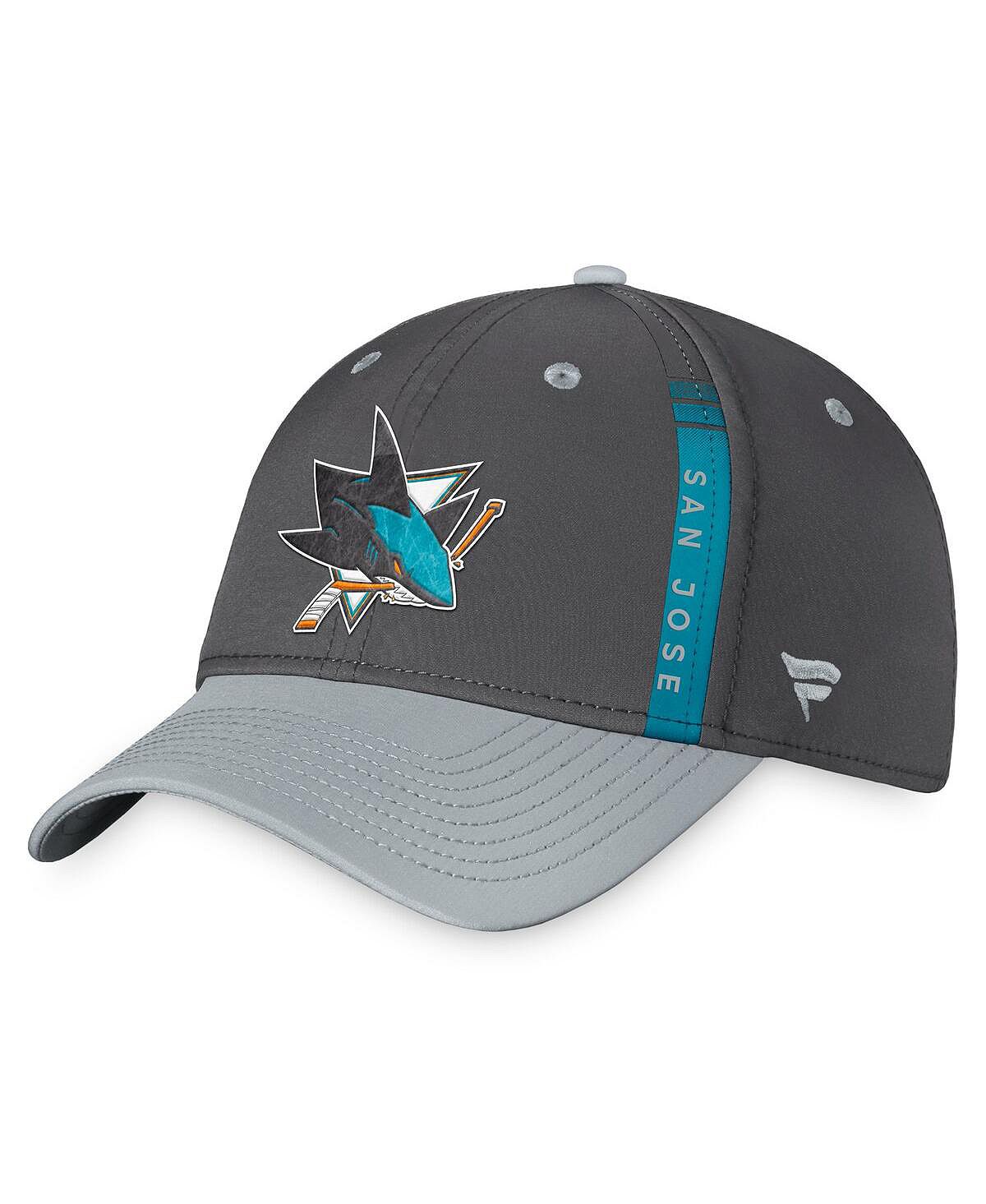 Мужская фирменная угольно-серая шляпа San Jose Sharks Authentic Pro Home Ice Flex Hat Fanatics
