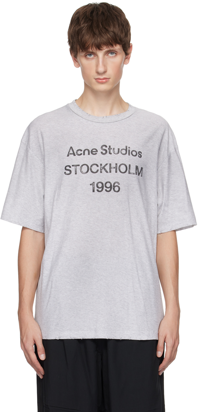 

Серая футболка с принтом Acne Studios, Серый