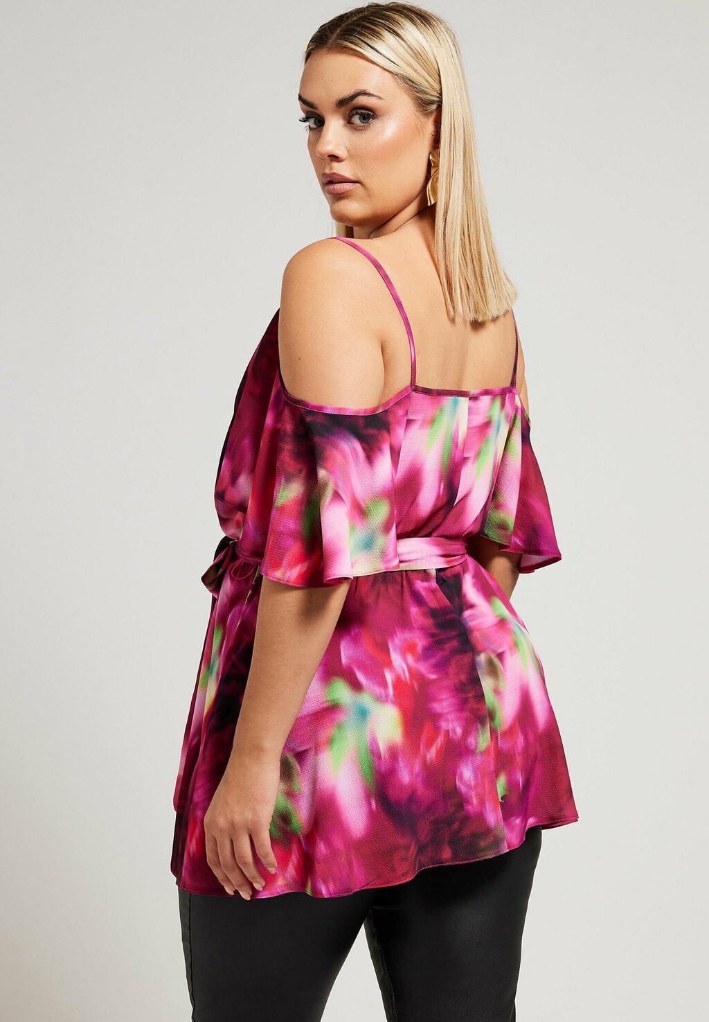 

Блуза FLORAL COLD SHOULDER Yours Clothing, розовый