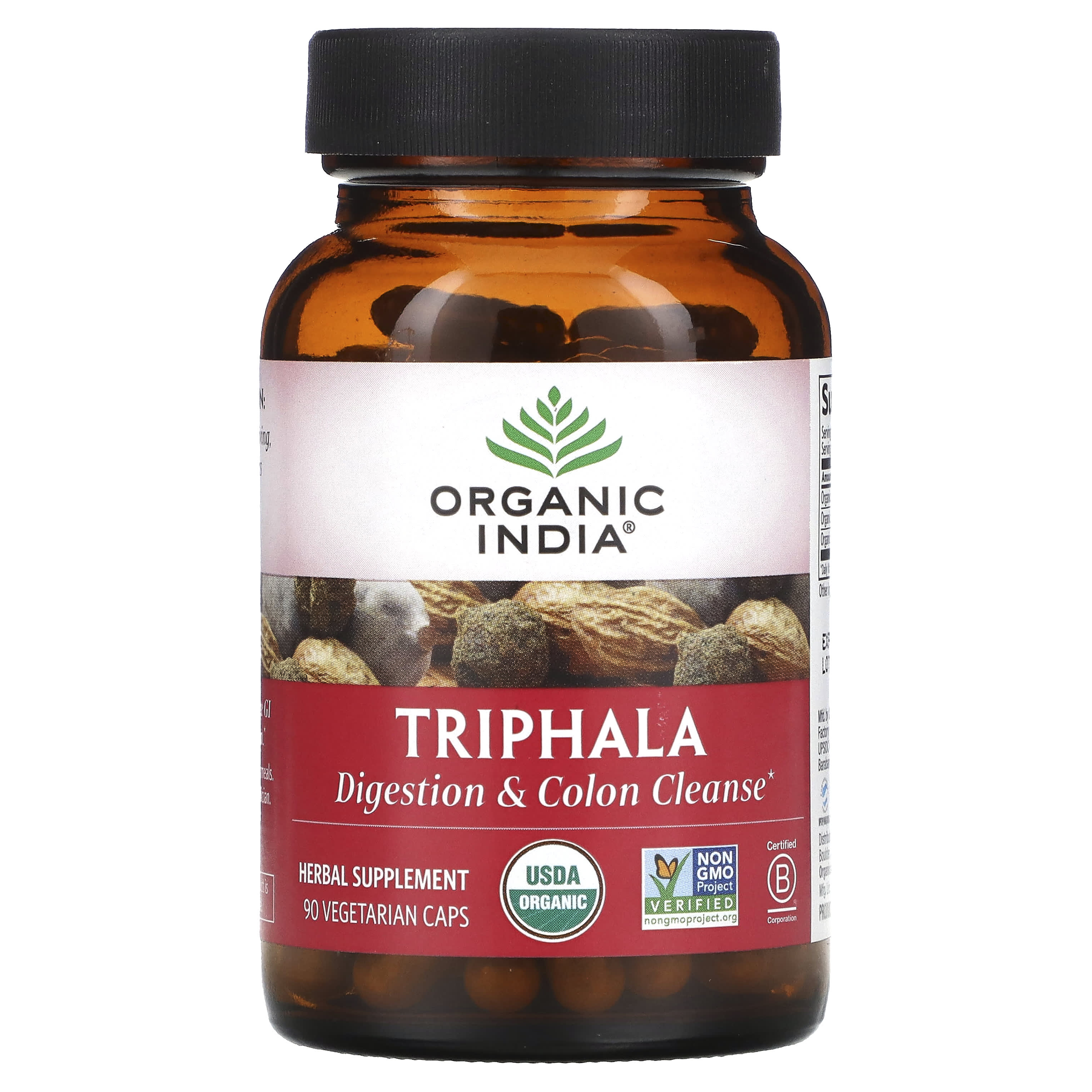 

Трифала, 90 вегетарианских капсул, Organic India